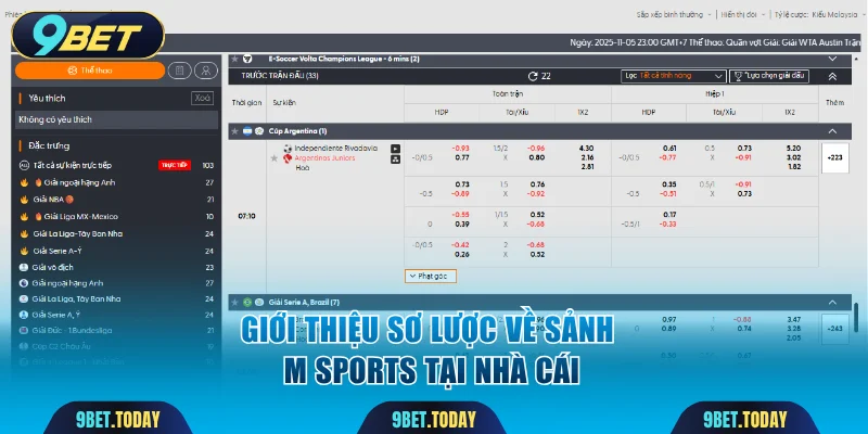 Giới thiệu sơ lược về sảnh M SPORTS tại nhà cái