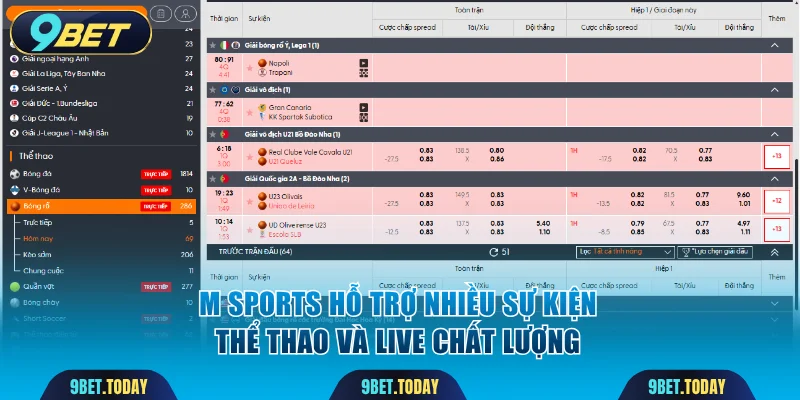M SPORTS hỗ trợ nhiều sự kiện thể thao và live chất lượng