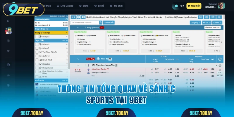 Thông tin tổng quan về sảnh C Sports tại 9BET