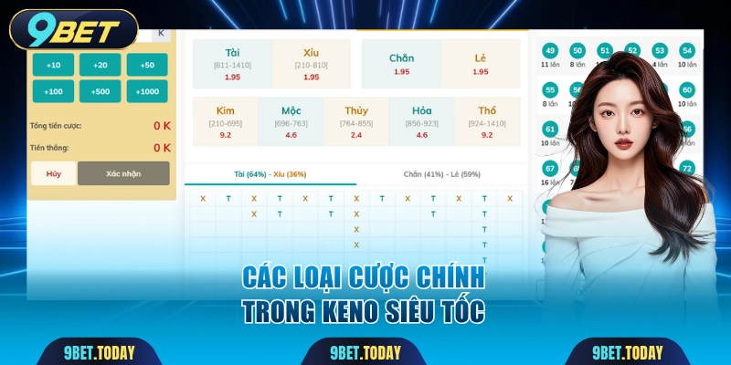 Tìm hiểu về các loại cược chính trong Keno siêu tốc